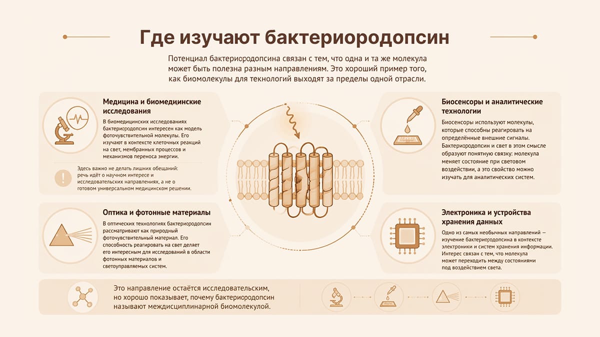 Бактериородопсин как биотехнологическое сырьё: от косметики до электроники