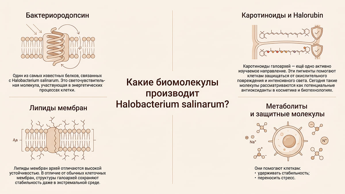 Halobacterium salinarum как источник биомолекул: перспективы для косметики, медицины и технологий